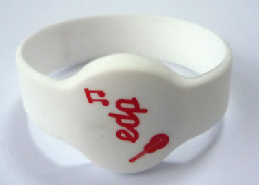 White Silicone Energy Bracelet RFID Wristband Size 20cm / U CODE Gen 2 , 915Mhz